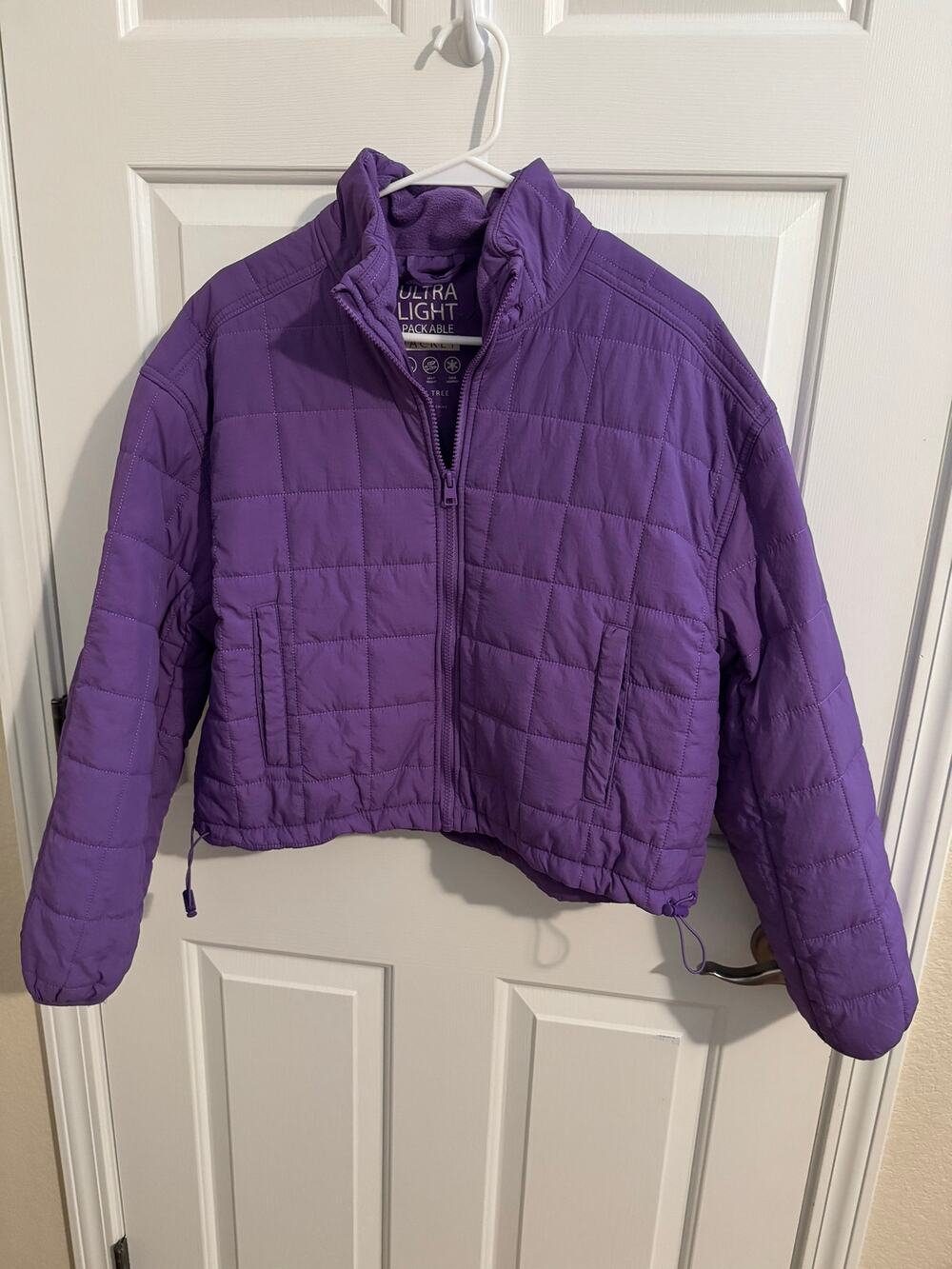 Love Tree Ultra Light Packable Cropped Puffer Jacket Water Resistant Purple L